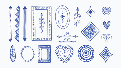 Hand drawn abstract design elements swirls lines and shapes for embellishing creative projects