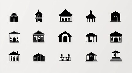 Collection of various building silhouettes