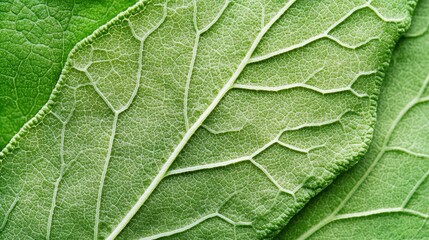 Close-up of a green leaf. the leaf appears to be fresh and has a smooth texture. the veins of the leaf are visible and run diagonally across the image.