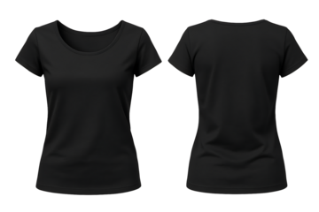 Black t-shirt for women isolated on transparent background