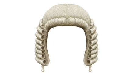 Isolated Curly Judge Wig in White