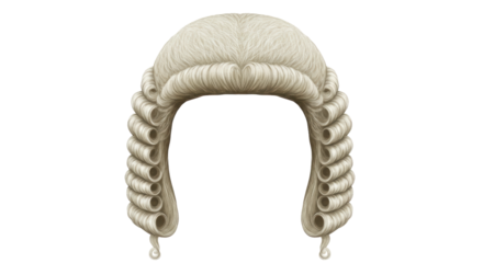 Isolated Curly Judge Wig in White