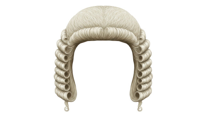 Isolated Curly Judge Wig in White