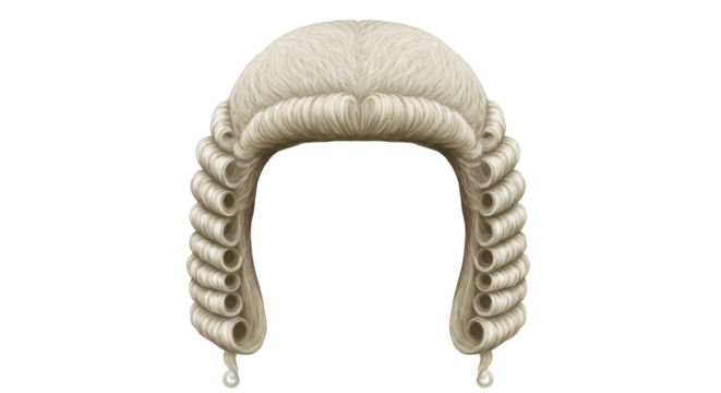 Isolated Curly Judge Wig in White