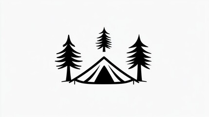 Obraz premium Simple camping scene with trees and tent