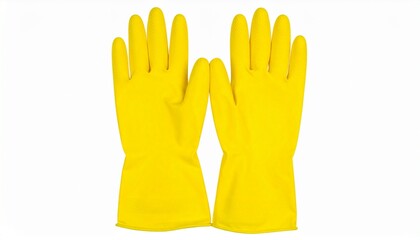 Obraz premium Yellow Rubber Gloves photo on plain white background