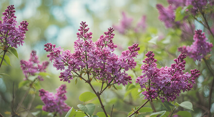 Obraz premium Blooming Purple Lilac Flowers in a Natural Outdoor Setting