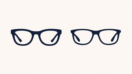Fototapeta premium Eyeglasses outlined in dark navy, two identical pairs