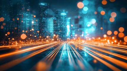 Eye-catching abstract neon wallpaper showcasing a futuristic cyberpunk city.