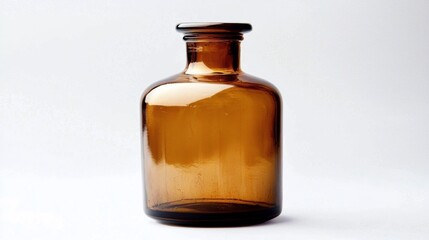 Antique brown glass apothecary bottle, isolated view.