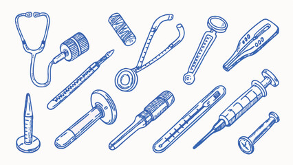 Obraz premium Hand drawn Medical Instruments A Detailed Set of Illustrations for Healthcare Professionals