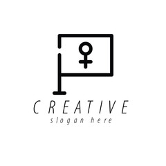 Creative Female Symbol Flag Logo Design