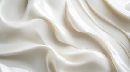 Obraz premium Close-up of smooth, creamy, white substance with flowing, wavy texture.