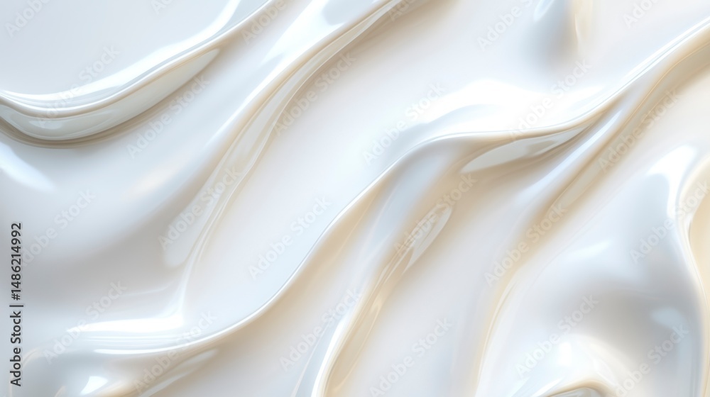 Poster Abstract white silky fabric background with soft waves and folds.