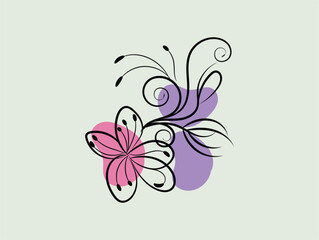 Abstract Floral Design with Pink and Purple Accents