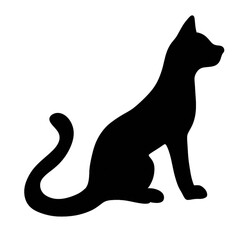 black cat silhouette on white transparent background 