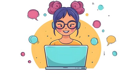 Customer service representative responding to live chat inquiries with efficiency