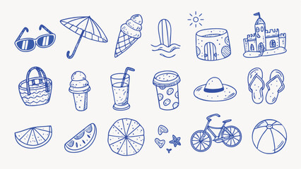 Hand drawn Summer Vacation Icons A Collection of Cute and Colorful Illustrations