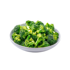 Fresh Steamed Broccoli Florets in a White Bowl