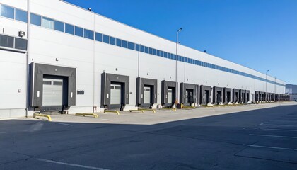 Industrial Warehouse Loading Docks with Dramatic Shadows and Light