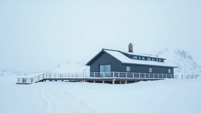 Antarctic research station in snow