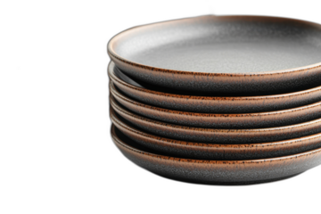 black and brown bowls stacked on top of each other, isolated on transparent background.