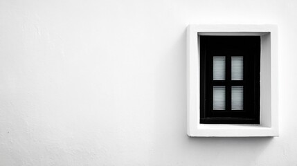 Bold Contrast of Black Window on White Background for Modern Design Projects