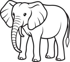 Fototapeta premium Elegant black and white elephant outline is perfect for wildlife education, children’s coloring books, and animal-themed projects.