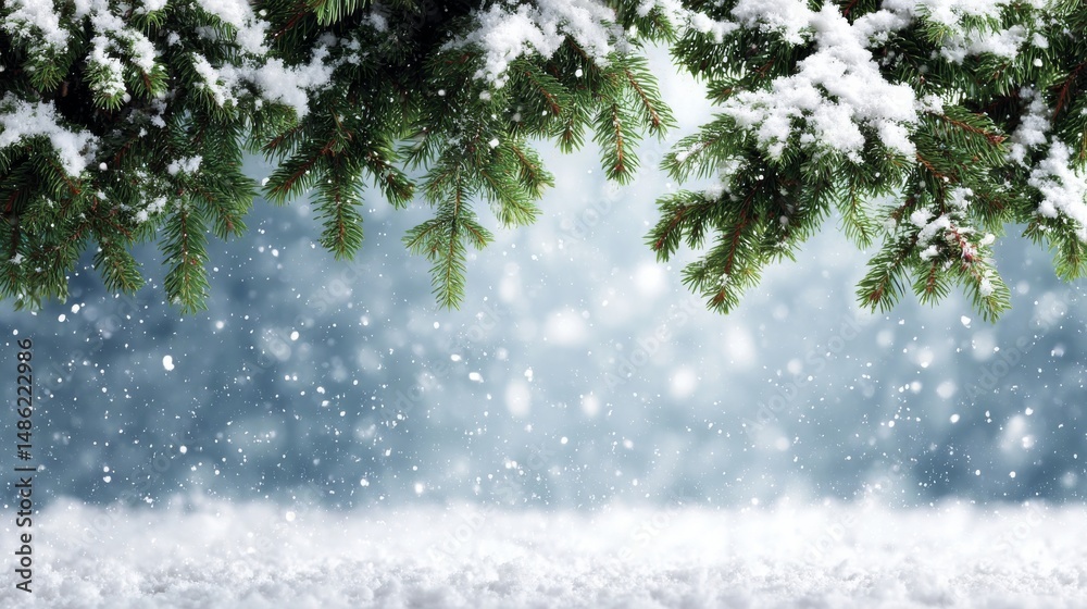 Aufkleber pine branches with delicate snowflakes and a shimmering effect provide a tranquil winter atmosphere,