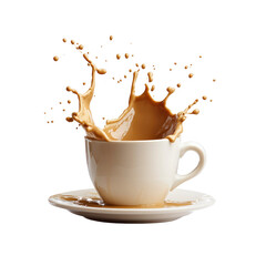 Coffee Splash in White Cup on Saucer