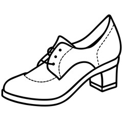 Stylish Womens Black Oxford Shoe with Block Heel Fashion Illustration