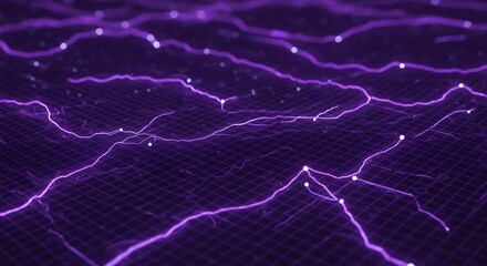 Abstract purple network with glowing lines and nodes for technology background