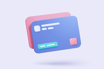 3D credit card financial security for online shopping, financial transactions, online payment credit card with payment protection concept. 3d business finance vector icon render illustrator