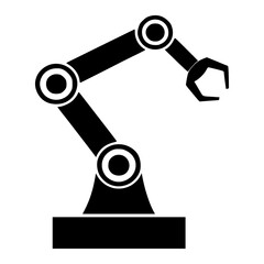 Industrial Robotic Arm Icon for Automation, Engineering, Factory Technology, Smart Manufacturing, Robotics Design, CNC Machine Tools, AI Systems, and Tech Presentations