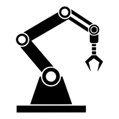 Industrial Robotic Arm Icon for Automation, Engineering, Factory Technology, Smart Manufacturing, Robotics Design, CNC Machine Tools, AI Systems, and Tech Presentations