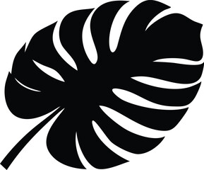 Black monstera leaf with distinct splits provides a simple botanical silhouette for designs