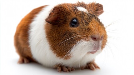 Adorable Brown and White Guinea Pig Close-up Photo for Pet Lovers