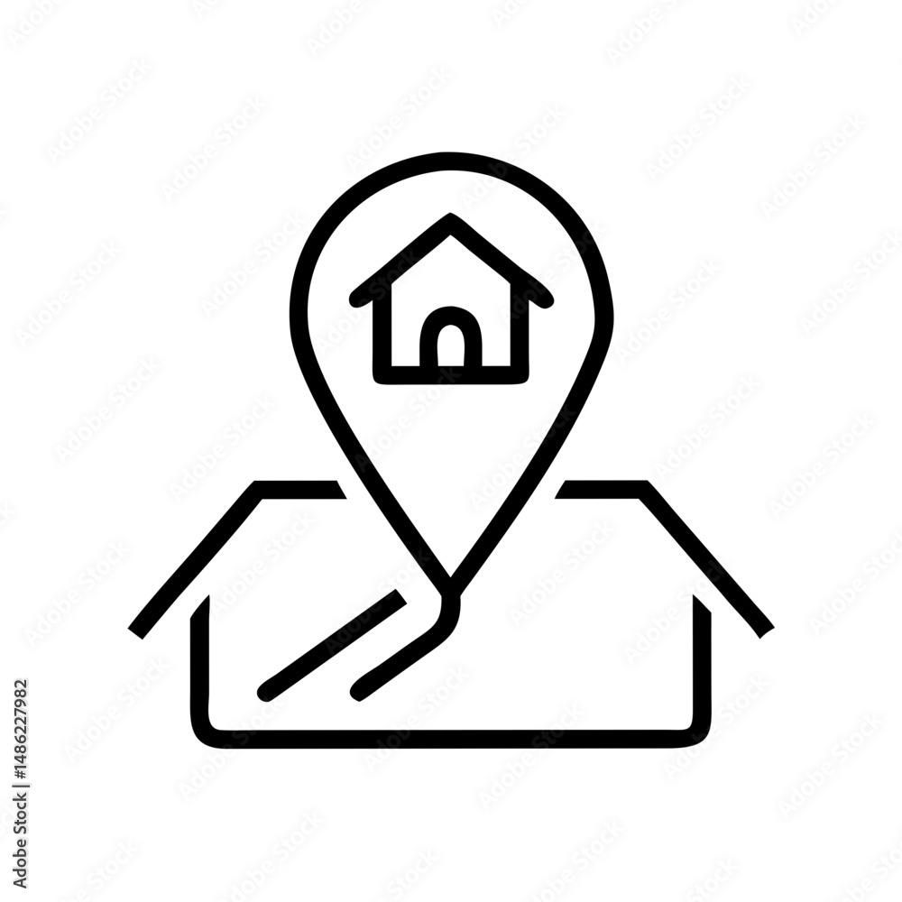 Aufkleber House on Map Icon Representing Home Location and Property Mapping