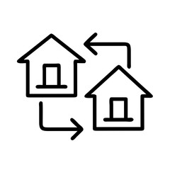 Fototapeta premium House with Arrows Icon Representing Property Transfer and Real Estate Transaction