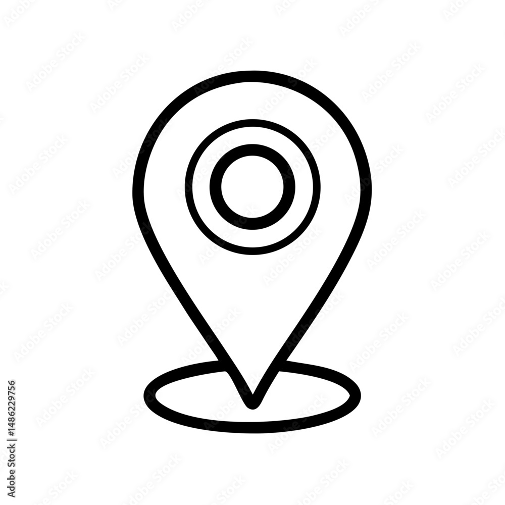 Aufkleber Map Marker with Circular Base Icon Representing Location and Navigation Point