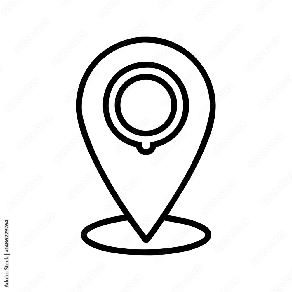 Aufkleber Map Marker with Circular Base Icon Representing Location and Navigation Point