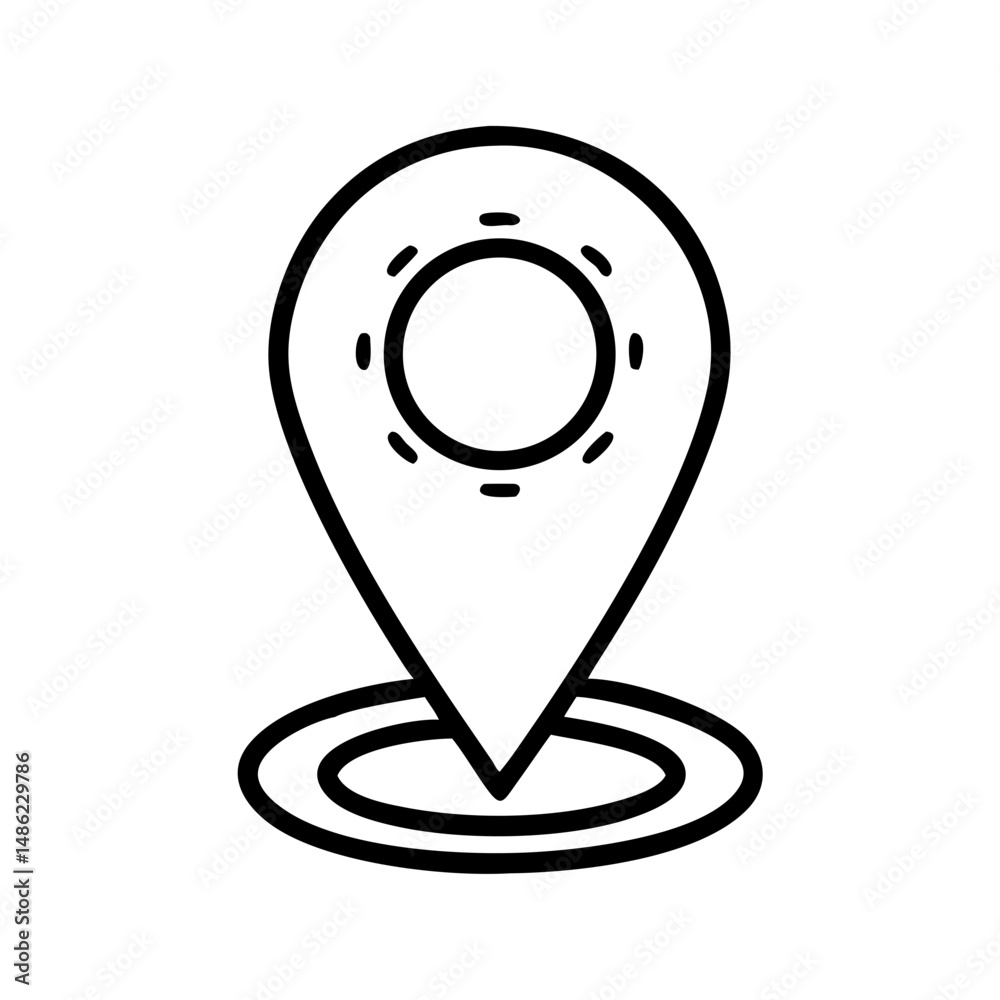 Aufkleber Map Marker with Circular Base Icon Representing Location and Navigation Point