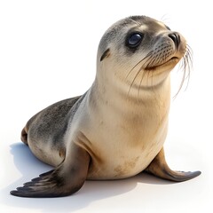 Obraz premium Adorable Baby Sea Lion Pup on White Background Wildlife Photography