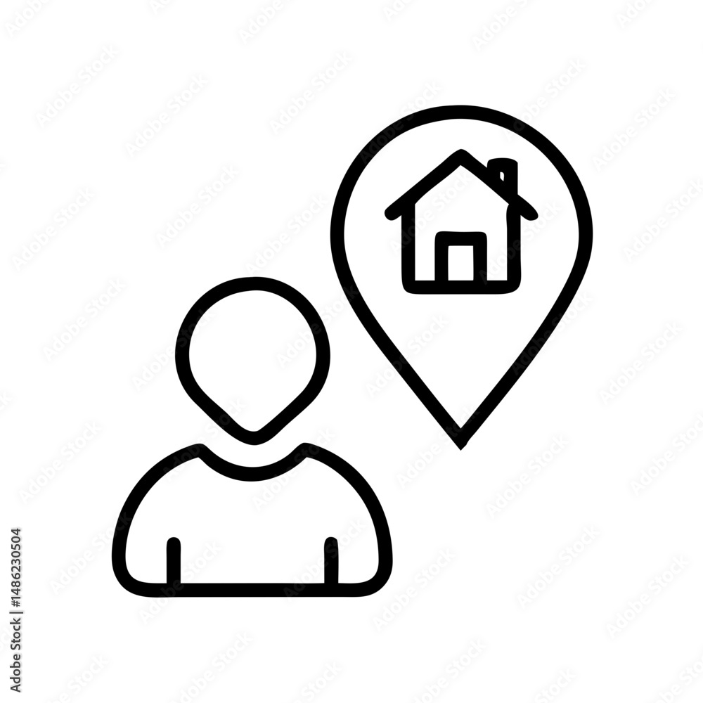 Aufkleber person with lightbulb and house icon representing smart home ideas and innovation