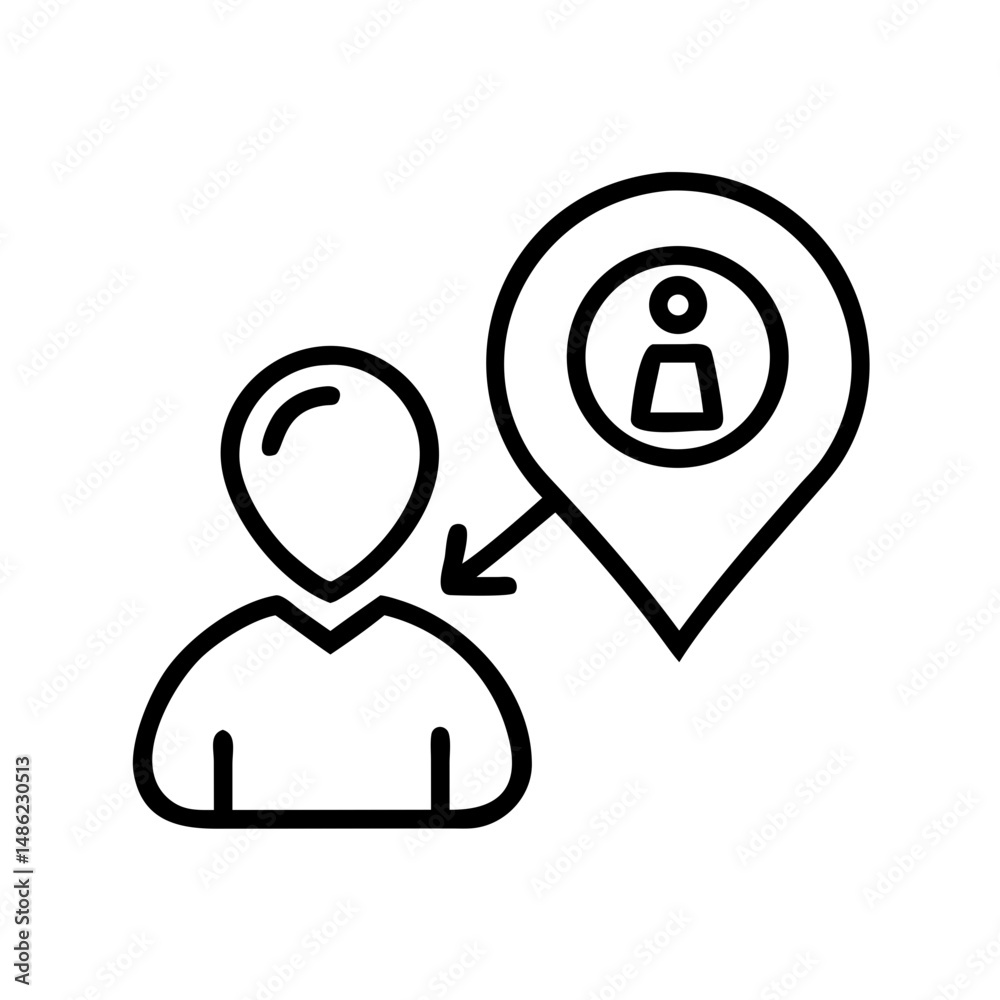 Poster person with location icon representing property ownership and residency