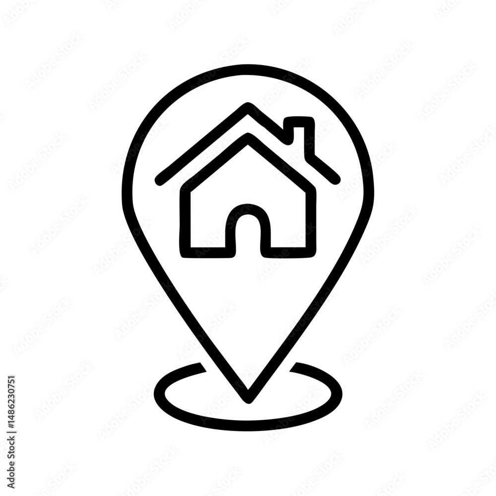 Poster Pin Location Icon Representing House Location and Property Mapping