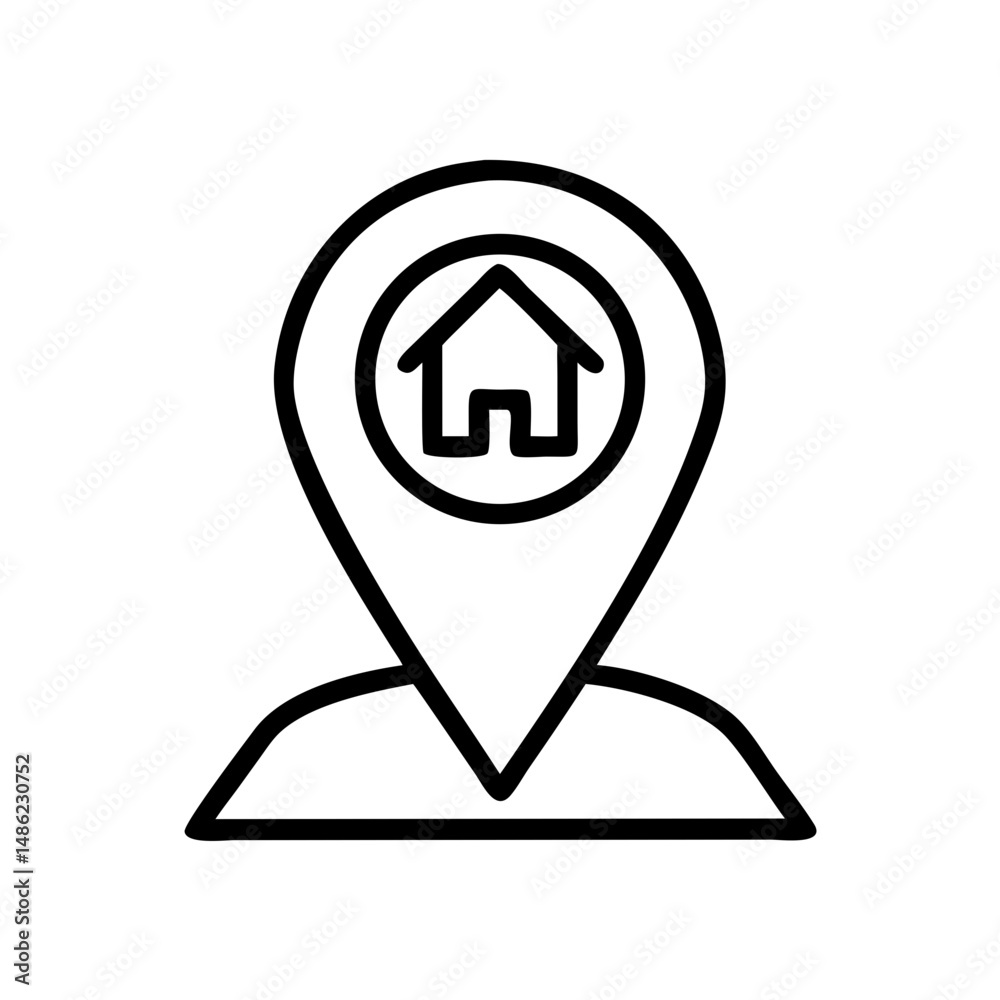 Poster Pin Location Icon Representing House Location and Property Mapping