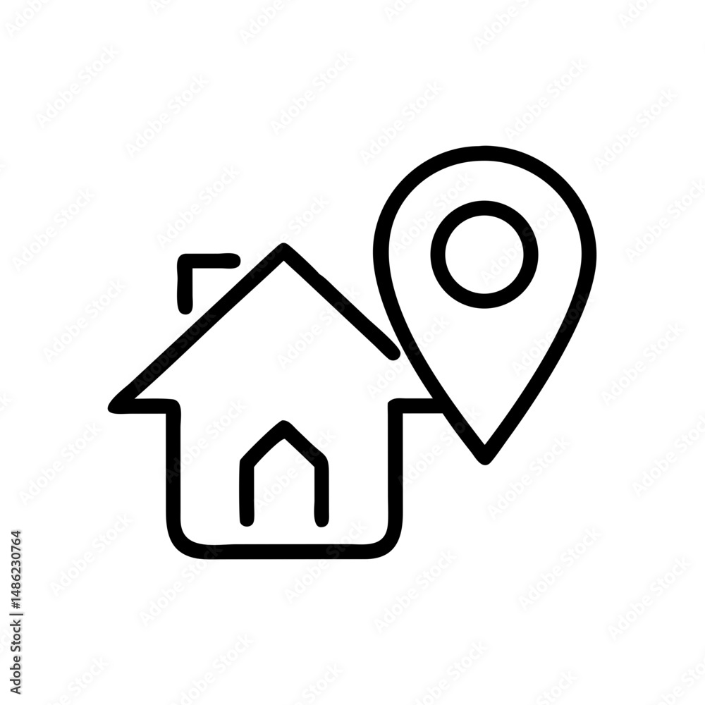 Poster Pin Location Icon Representing House Location and Property Mapping