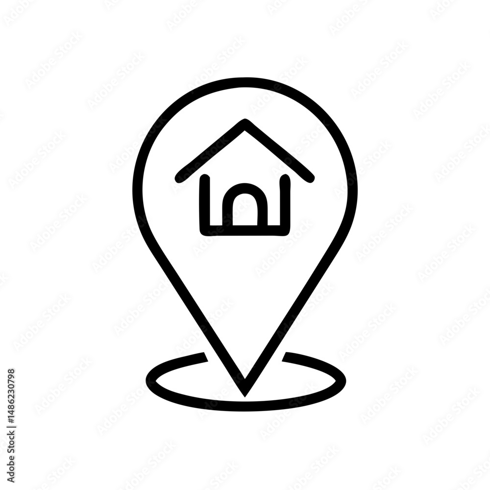 Poster Pin Location Icon Representing House Location and Property Mapping