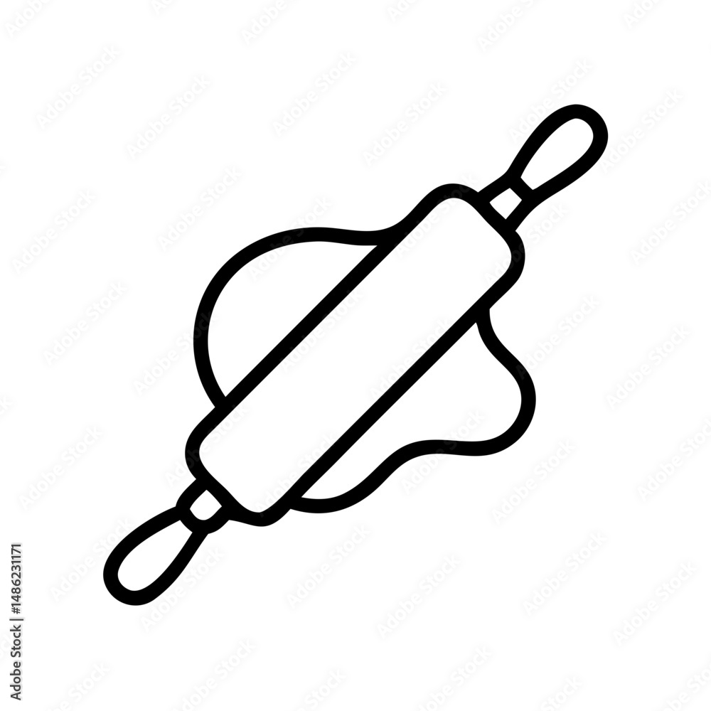 Poster rolling pin with dough icon representing baking and pastry preparation